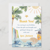 Surf Beach Verjaardagsfeestje Dank je kaart (Voorkant)