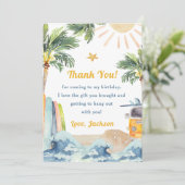 Surf Beach Verjaardagsfeestje Dank je kaart (Staand voorkant)