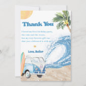Surf Beach Verjaardagsfeestje Dank je kaart (Voorkant)
