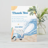 Surf Beach Verjaardagsfeestje Dank je kaart (Staand voorkant)