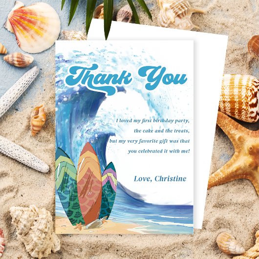 Surf Beach Verjaardagsfeestje Dank je kaart