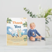 Surf Beach Verjaardagsfeestje Dank je kaart (Staand voorkant)