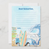 Surf Beach Verjaardagsfeestje Dank je kaart (Voorkant)