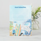 Surf Beach Verjaardagsfeestje Dank je kaart (Staand voorkant)