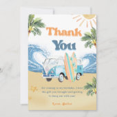 Surf Beach Verjaardagsfeestje Dank je kaart (Voorkant)