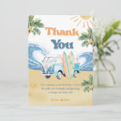 Surf Beach Verjaardagsfeestje Dank je kaart (Staand voorkant)