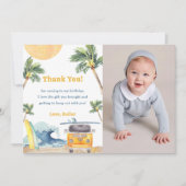 Surf Beach Verjaardagsfeestje Dank je kaart (Voorkant)