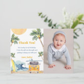 Surf Beach Verjaardagsfeestje Dank je kaart (Staand voorkant)