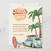 Surf Beach Verjaardagsfeestje Dank je kaart (Voorkant)
