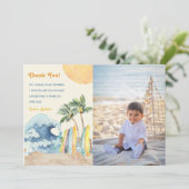 Surf Beach Verjaardagsfeestje Dank je kaart (Staand voorkant)