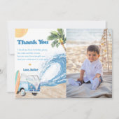 Surf Beach Verjaardagsfeestje Dank u Kaart Foto (Voorkant)