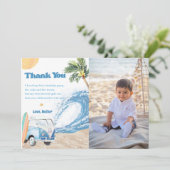 Surf Beach Verjaardagsfeestje Dank u Kaart Foto (Staand voorkant)