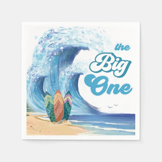 Surf Beach Verjaardagsfeestje Servetten (Voorkant)