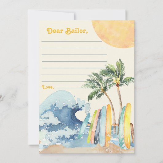 Surf Beach Verjaardagsfeesttijd Capsule Note Kaart (Voorkant)