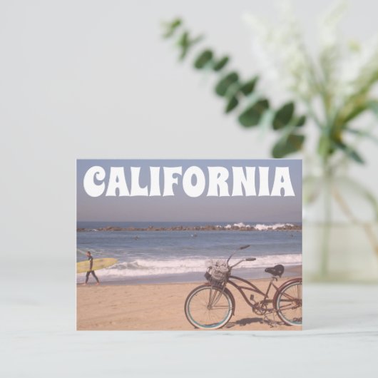 Surf Bicycle California Beach Briefkaart (Staand voorkant)