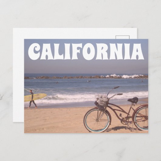 Surf Bicycle California Beach Briefkaart (Voorkant / Achterkant)