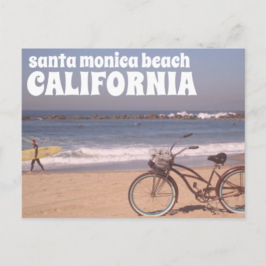 Surf Bicycle California Santa Monica Beach Briefkaart (Voorkant)
