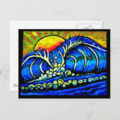 surf bij zonsondergang briefkaart (Voorkant / Achterkant)