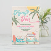 Surf Birthday Beach Party Invitation Kaart (Staand voorkant)