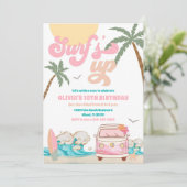 Surf Birthday Party Invitation Kaart (Staand voorkant)