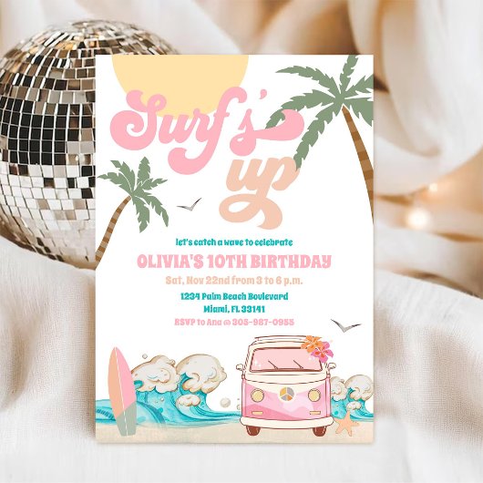Surf Birthday Party Invitation Kaart
