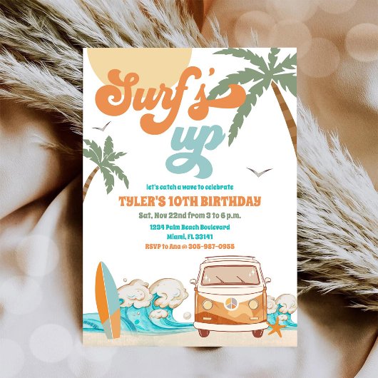 Surf Birthday Party Invitation Kaart