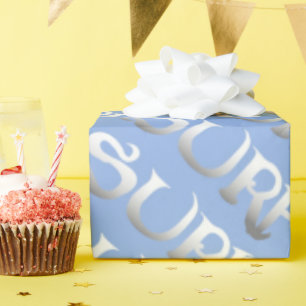 Surf blauw gekanteld glanzend inpakpapier