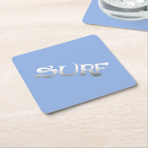 Surf blauw gekantelde papieren onderzetters