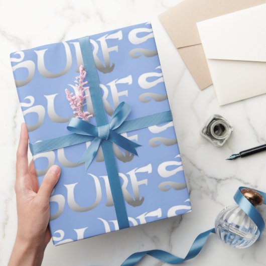 Surf blauw glanzend inpakpapier (Geschenken)