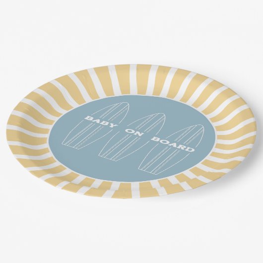 Surf Board Baby Shower - Custom Gender Neutral Papieren Bordje (Gekanteld)