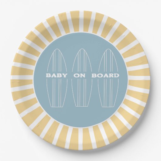 Surf Board Baby Shower - Custom Gender Neutral Papieren Bordje (Voorkant)