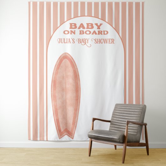 Surf Board Baby Shower Custom Photo Wall Banner Wandkleed (In situ)