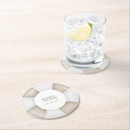 Surf Board Baby Shower Custom Ronde Kartonnen Onderzetter