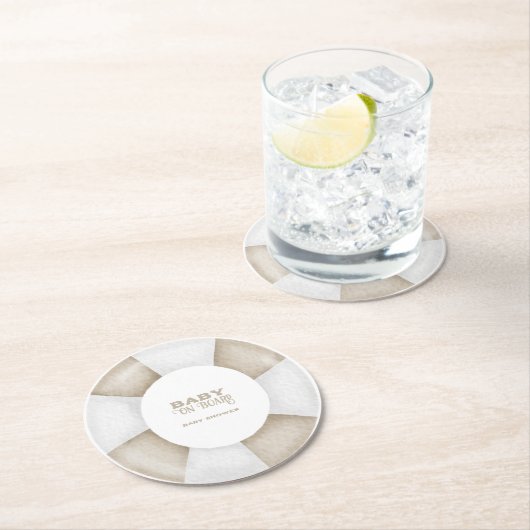 Surf Board Baby Shower Custom Ronde Kartonnen Onderzetter (Insitu)