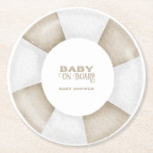 Surf Board Baby Shower Custom Ronde Kartonnen Onderzetter (Voorkant)