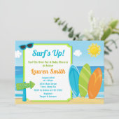 Surf Board Baby shower Uitnodiging Surfer Boy (Staand voorkant)
