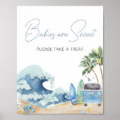 Surf Board Beach Baby shower Baby's zijn zoet Poster (Voorkant)