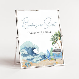 Surf Board Beach Baby shower Baby's zijn zoet Poster