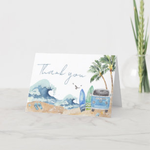Surf Board Beach Baby shower Bedankkaart
