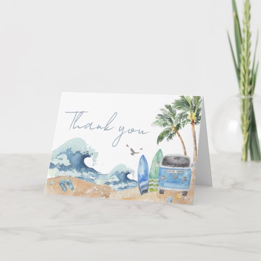 Surf Board Beach Baby shower Bedankkaart (Voorkant)