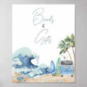 Surf Board Beach Baby shower Boeken en geschenken Poster (Voorkant)