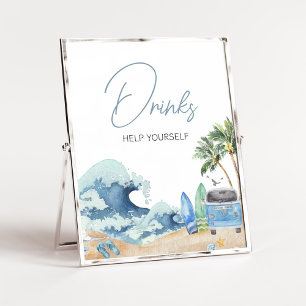 Surf Board Beach Baby shower Drinken Poster
