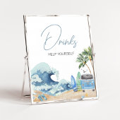 Surf Board Beach Baby shower Drinken Poster