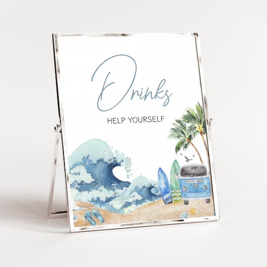 Surf Board Beach Baby shower Drinken Poster