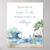 Surf Board Beach Baby shower Envelope Station Poster (Voorkant)