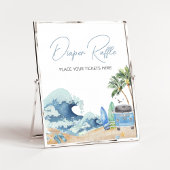 Surf Board Beach Baby shower Luier Raffle Poster