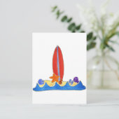 Surf Board Beach Briefkaart (Staand voorkant)