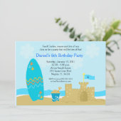 SURF BOARD BEACH SAND CASTLE 5x7 Aangepaste uitnod Kaart (Staand voorkant)