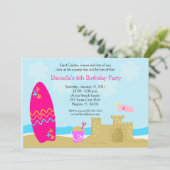 SURF BOARD BEACH SAND CASTLE 5x7 Aangepaste uitnod Kaart (Staand voorkant)