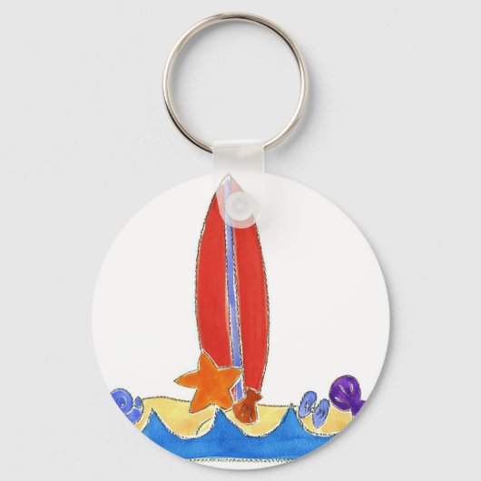 Surf Board Beach Sleutelhanger (Voorkant)